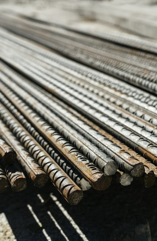 Close up of iron rods used for construction